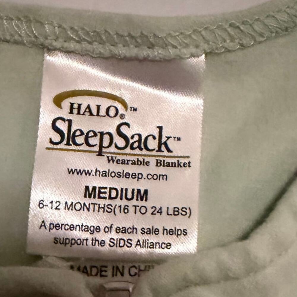 Halo sleep sack light green sz M 6-12 months 16-24 lbs baby 2 way zip cozy - Picture 2 of 8